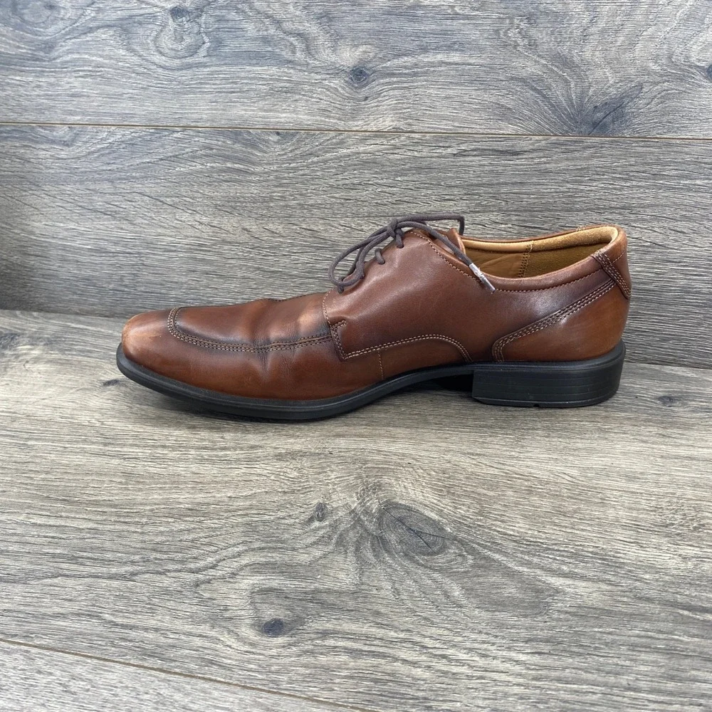 ECCO Helsinki Bicycle Toe Oxford Mens EU 45 Brown Leather Lace Up Dress Shoes
